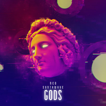 Surreal Album Cover Design Template with a Synthwave Aesthetic