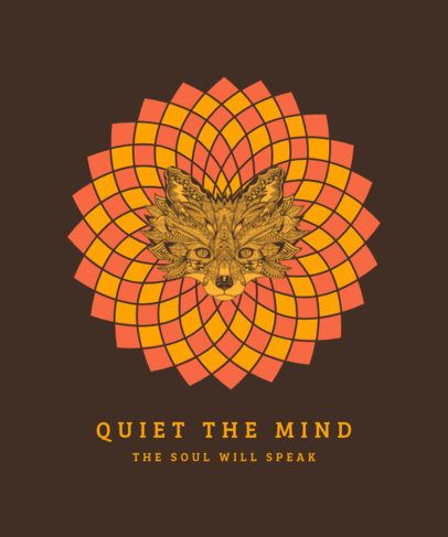 Mandala T-Shirt Design Template Featuring a Fox Illustration 