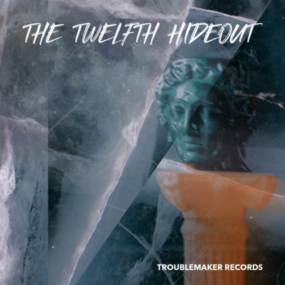 Album Cover Maker for a Djent Band Featuring an Ominous Sculpture 3257c