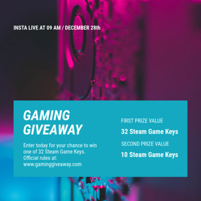 Instagram Post Generator for a Gaming Giveaway Announcement