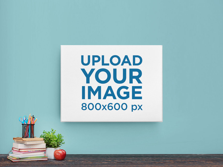 Mockup of a Canvas Hanging on a Teenager's Bedroom 