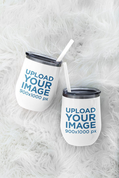 Mockup Featuring Two Wine Tumblers 