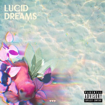 EDM Album Cover Template Featuring Water Texture