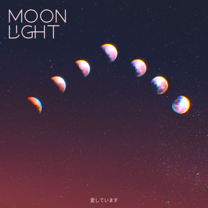 Rock Album Cover Template Featuring Semi-Surreal Moons