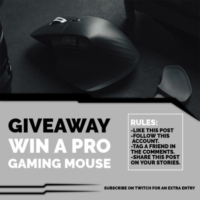 Instagram Post Design Template for a Gaming Mouse Giveaway 3300c-el1