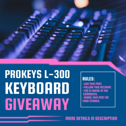 Instagram Post Design Generator to Announce a Gaming Keyboard Giveaway 3300d-el1