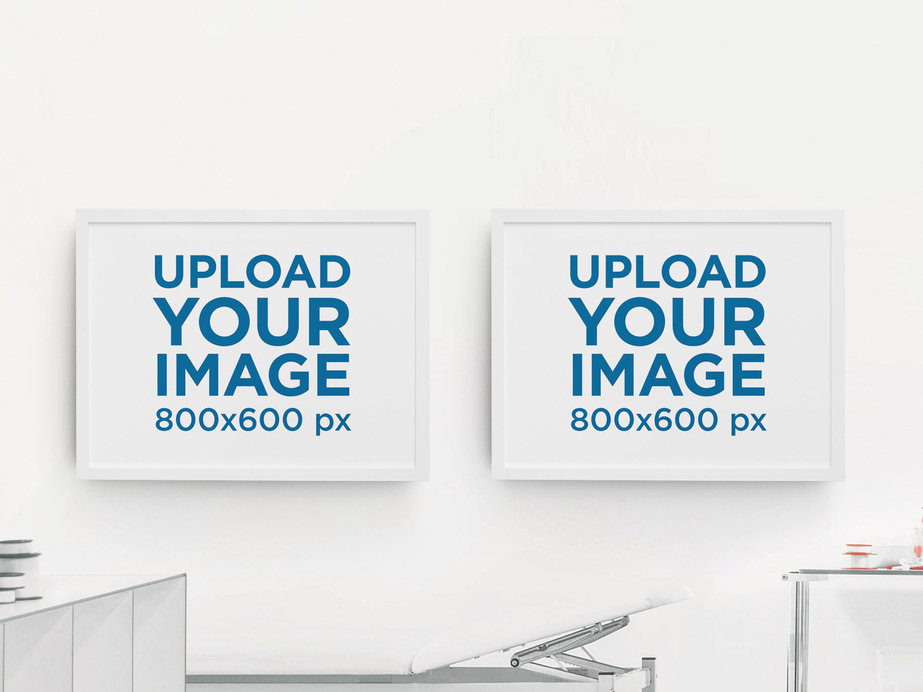 Mockup of Two Art Prints in a Minimalist Room 