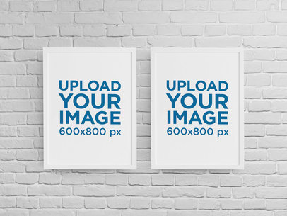 Mockup of Two Art Prints Hanged Next to Each Other