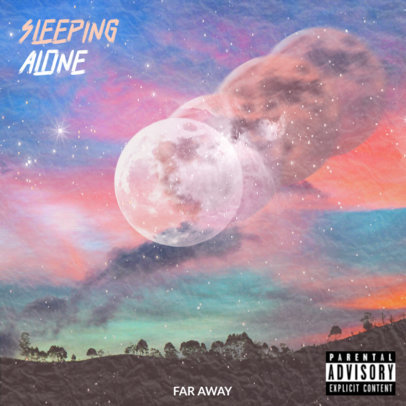 Pop Album Cover Template Featuring Moon Graphics