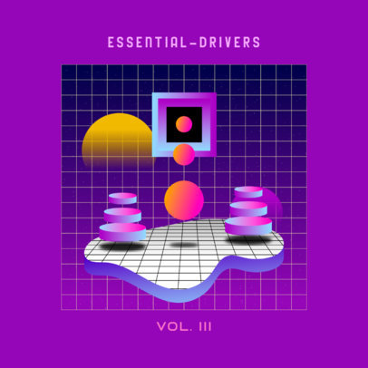 Album Cover Template Featuring Surreal Graphics for an EDM DJ