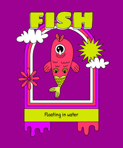 T-Shirt Design Generator Featuring a Trippy Mermaid Illustration 
