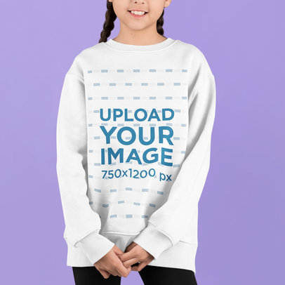 Sweatshirt Mockup of a Girl with Braids Standing in a Studio