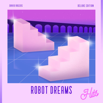 EDM Album Cover Generator with an Illustrated Synthwave Background