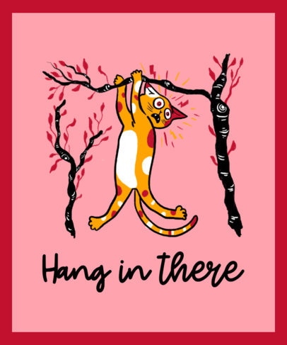 T-Shirt Design Creator with a Kitty Hanging From a Branch 3245h