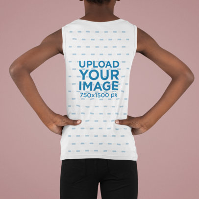 Tank Top Mockup of the Back of a Kid in a Studio