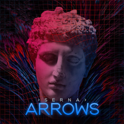 Mixtape Cover Design Template Featuring an Ancient Bust and a Trippy Grid 3255b