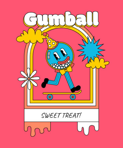 Trippy T-Shirt Design Generator Featuring a Gumball Machine Cartoon 3242k