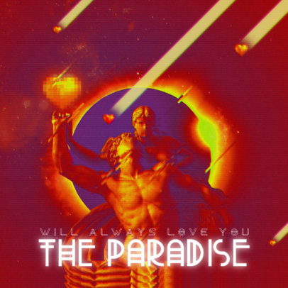 Synthwave-Inspired Album Cover Maker Featuring Ancient Sculptures 3255a