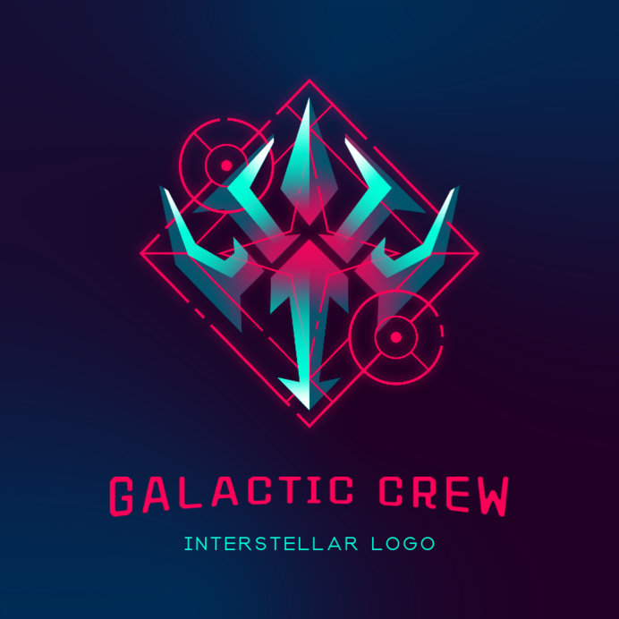 Logo Template Featuring a Space Shield with Geometric Shapes 