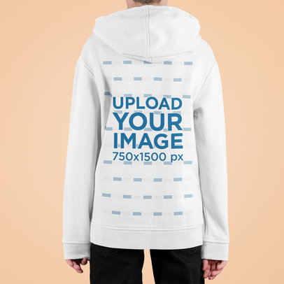 Back-View Hoodie Mockup Featuring a Kid Against a Customizable Surface 