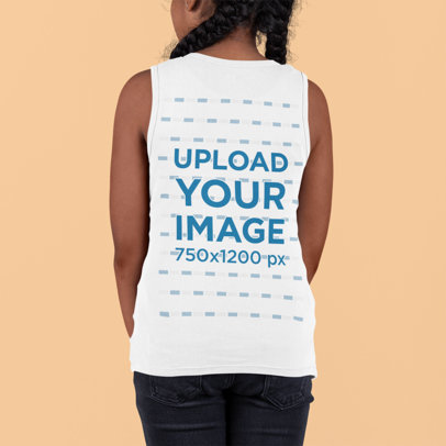 Back-View Tank Top Mockup Featuring a Girl