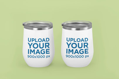 Mockup Featuring Two Wine Tumblers Against a Plain Backdrop