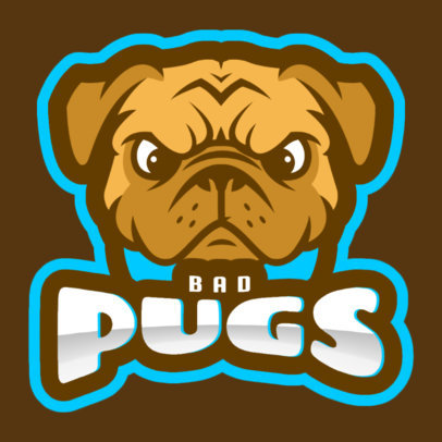 Mascot Logo Template for a Sports Team With an Angry Pug Clipart