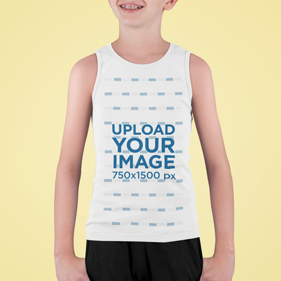 Tank Top Mockup Featuring a Smiling Kid with Braces 