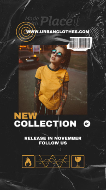Instagram Story Video Maker for a Streetwear Brand's New Collection Announcement 