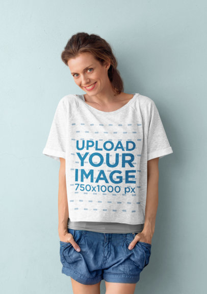 Mockup of a Woman Wearing a Heathered Oversized T-Shirt 45214-r-el2
