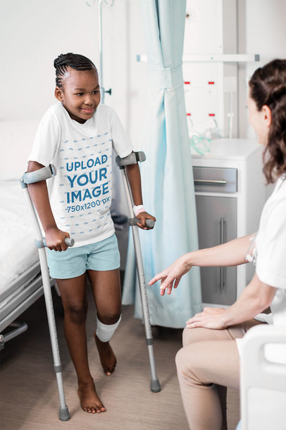 T-Shirt Mockup of a Girl Recovering From an Injury 40908-r-el2