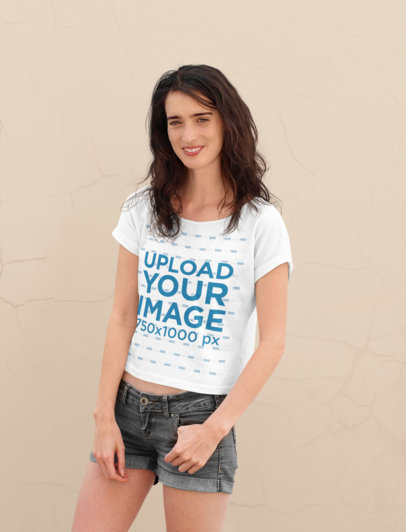 Mockup of a Chill Woman Wearing a T-Shirt 