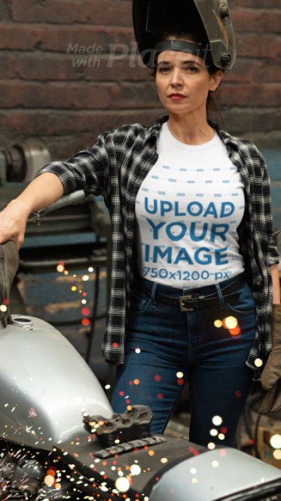Parallax Video of a Female Welder Wearing a T-Shirt 2601