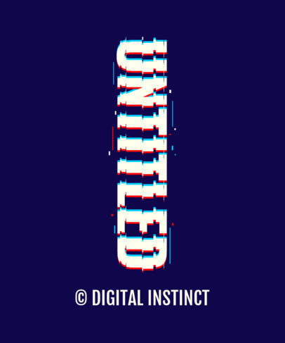 T-Shirt Design Template Featuring a Vertical Text with a Glitch-Style 3272j