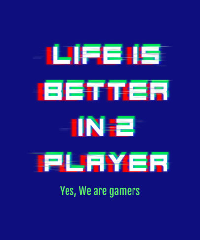 T-Shirt Design Template for a Gamers Squad with Glitch-Style Typography