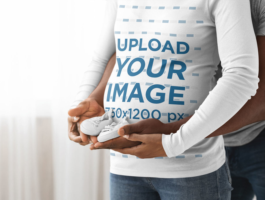 Long Sleeve Tee Mockup of a Woman Expecting Her Baby