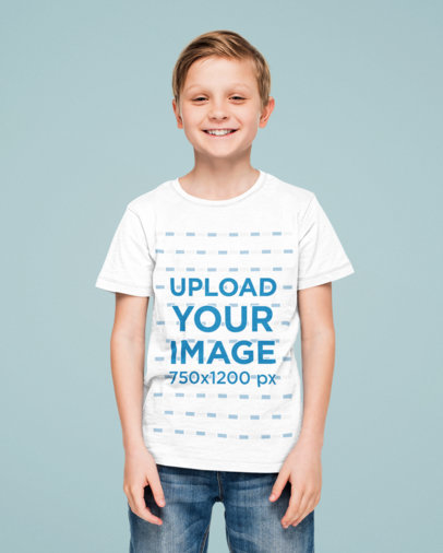 Heathered Tee Mockup Featuring a Smiling Boy 