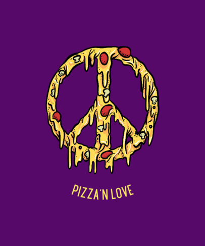 T-Shirt Design Creator Featuring a Peace Sign Made of Pizza 3268d