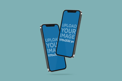 Mockup Featuring Two iPhones 12 Pro Against a Solid Color Background 5011-el1