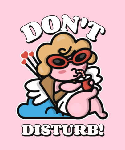 T-Shirt Design Maker Featuring an Illustrated Cupid Taking a Break