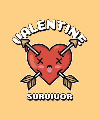 Illustrated T-Shirt Design Template with a Funny Survivor Heart 3266j