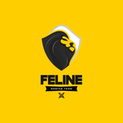 Gaming Logo Template Featuring a Minimalist Shield and a Lion