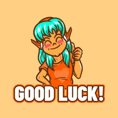 Twitch Emote Logo Template Featuring a Happy Female Gamer Cartoon 