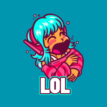 Illustrated Twitch Emote Logo Generator Featuring a Gamer Girl Laughing 