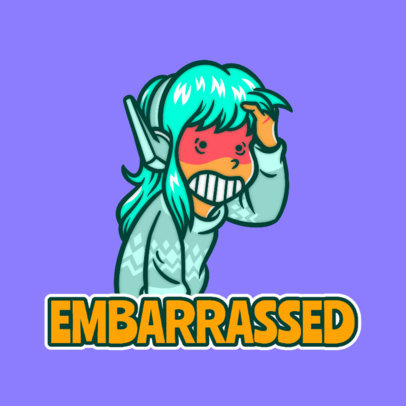 Twitch Emote Logo Template Featuring an Embarrassed Character 