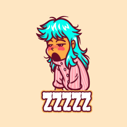 Twitch Emote Logo Maker Featuring a Sleepy Girl Cartoon 3958l