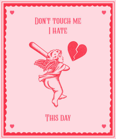 Anti-Valentine's Day T-Shirt Design Generator Featuring a Mean Cupid
