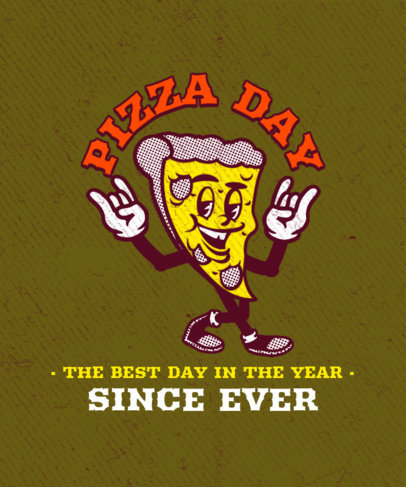 T-Shirt Design Creator for Pizza Day with a Vintage Cartoon