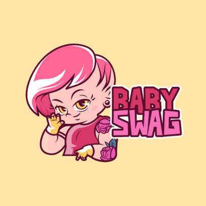 Twitch Emote Logo Template Featuring a Female Character