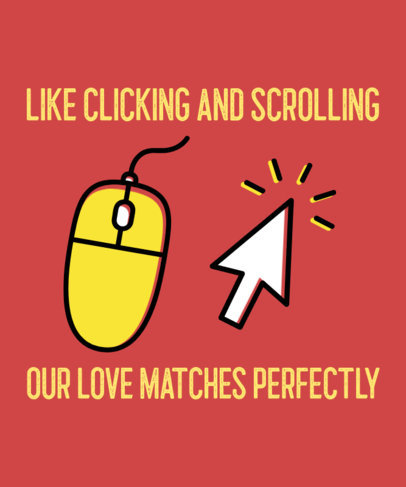 Valentine's Day T-Shirt Design Template Featuring a Mouse and a Click  3261g